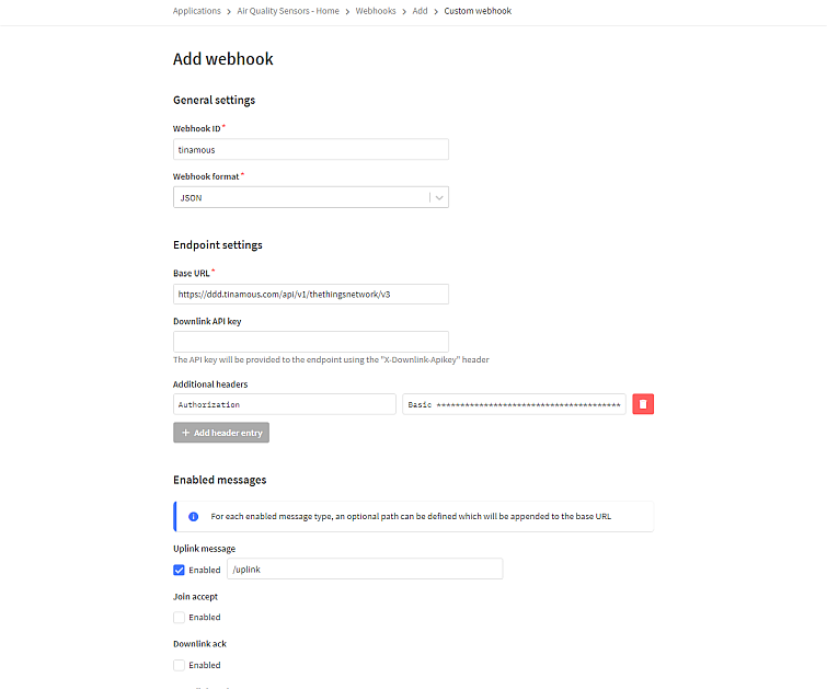 Add and configure the uplink webhook